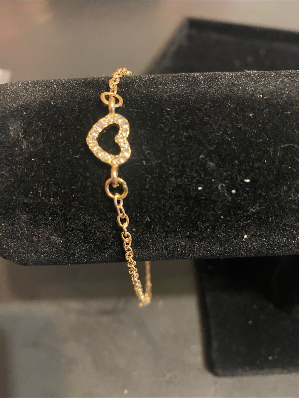 Delicate Gold Heart Bracelet with Cubic Zirconia Accents